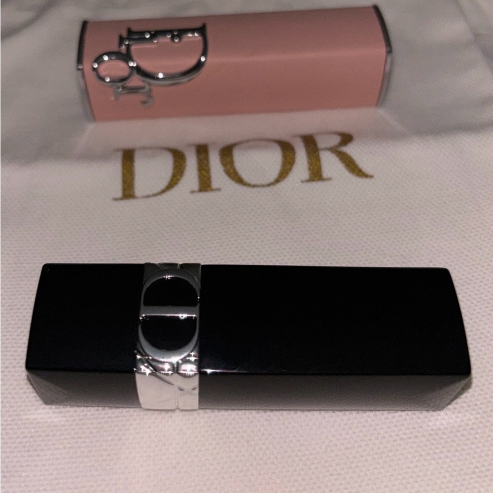 Dior Lip Bundle Holiday Gold Star Pouch Full Size 525 Satin Rouge Dior Refill